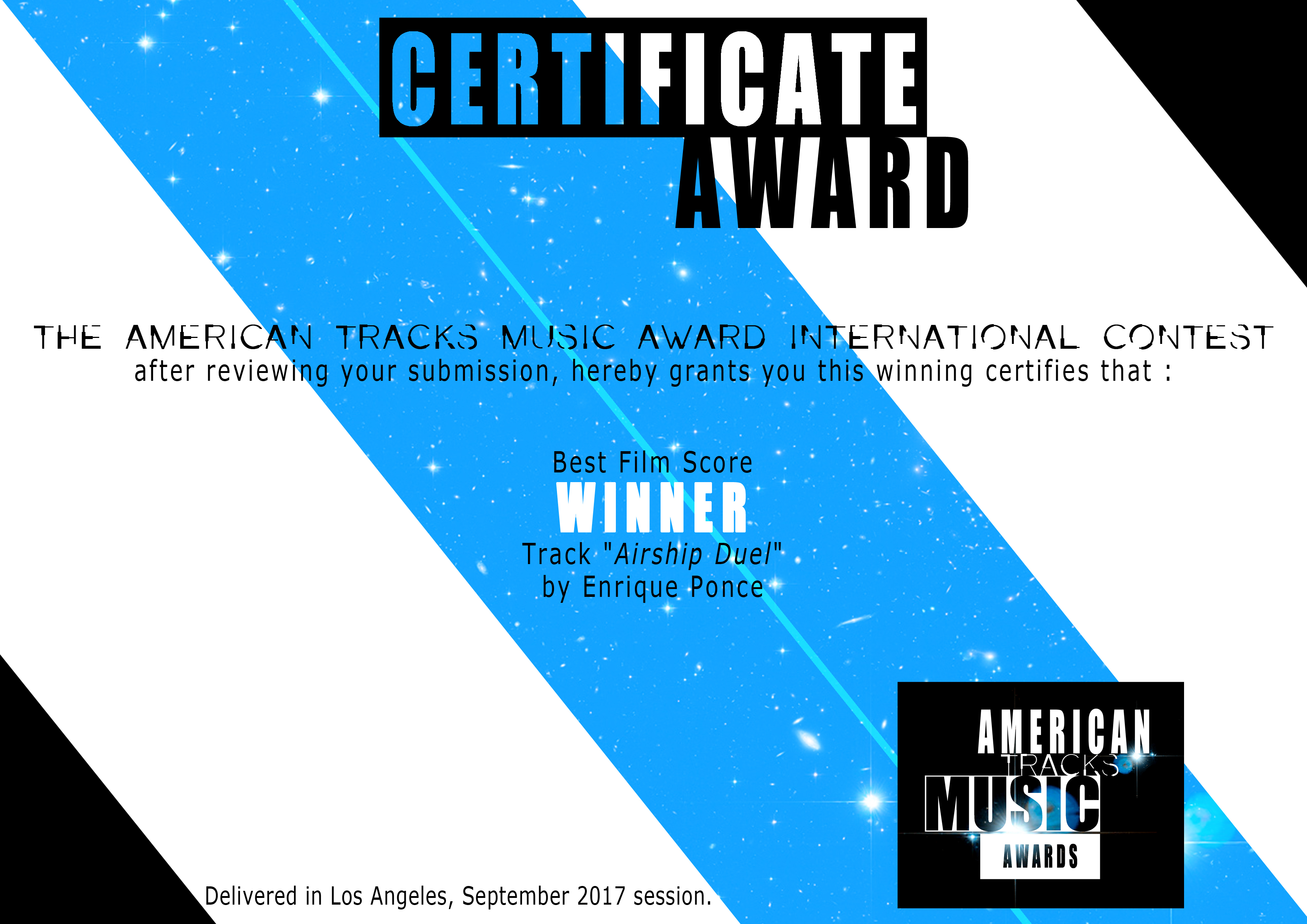 Film Score-American Tracks-certificate